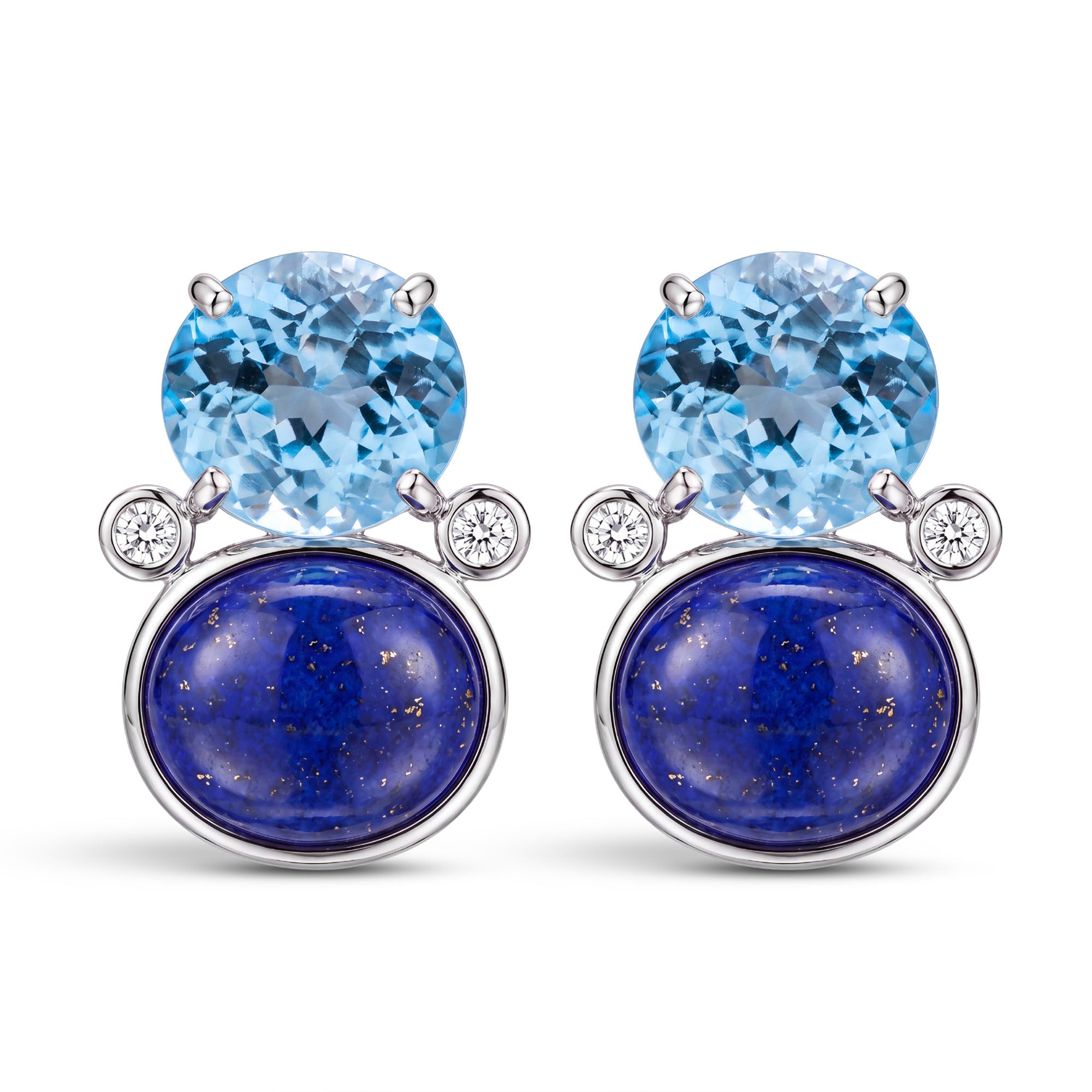 Earrings- Blue Topaz, Lapis Lazulli And Diamond | Singhvi Jewels