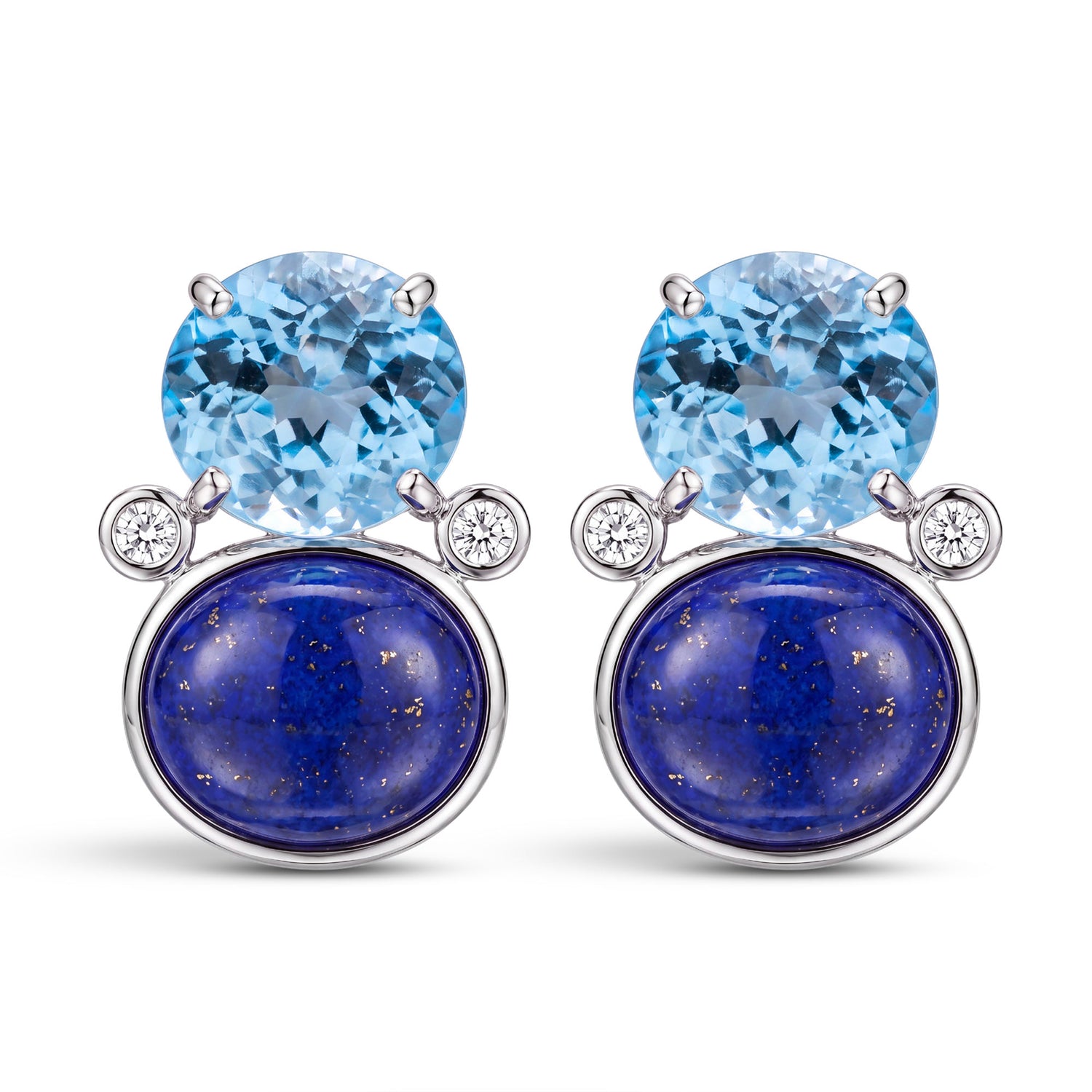 Earrings- Blue Topaz, Lapis Lazuli And Diamond | Singhvi Jewels