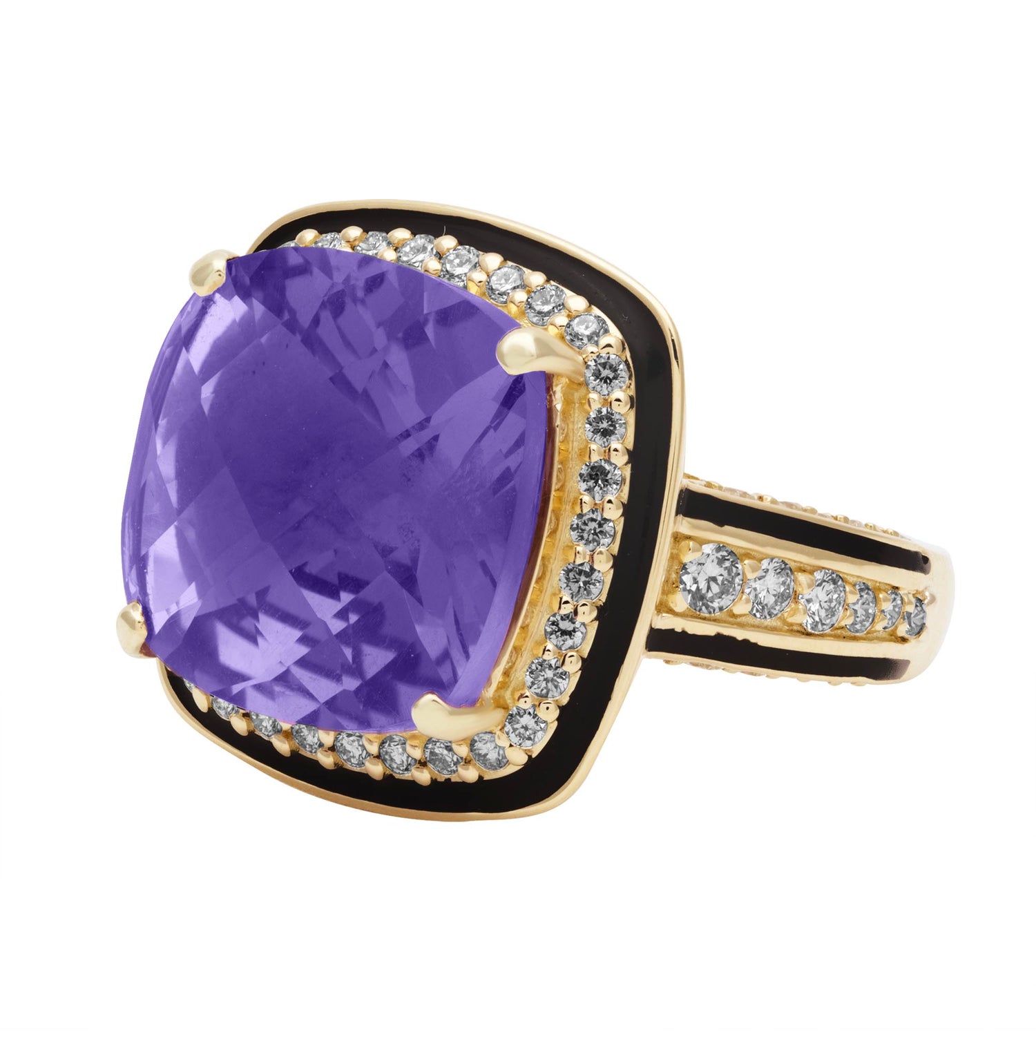 Ring - Amethyst And Diamond (enamel) (2395C) | Singhvi Jewels