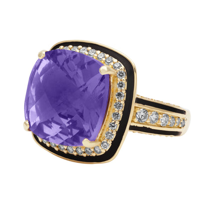 Ring - Amethyst And Diamond (enamel) (2395C) | Singhvi Jewels