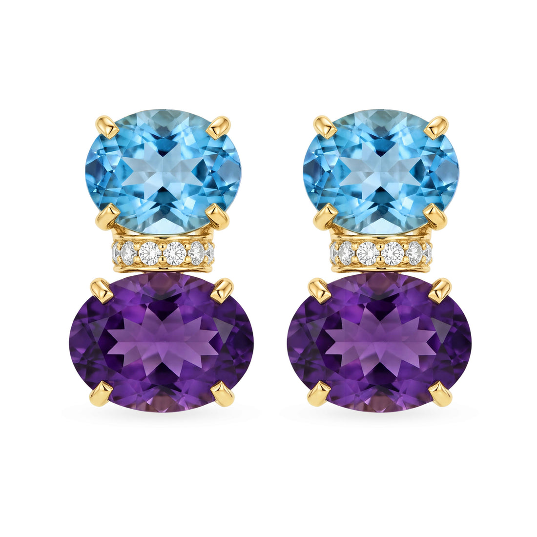 Earrings - Amethyst, Blue Topaz And Diamond | Singhvi Jewels