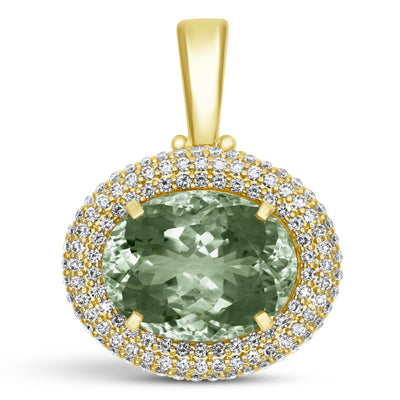 Pendant - Green Quartz And Diamond (2428A)