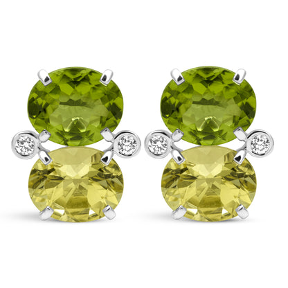 Earrings - Peridot, Lemon Quartz And Diamond | Singhvi Jewels