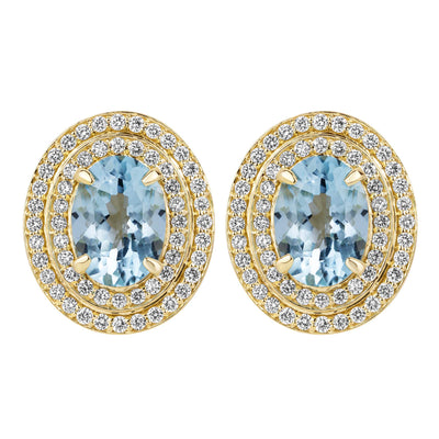 Earrings - Blue Topaz And Diamond