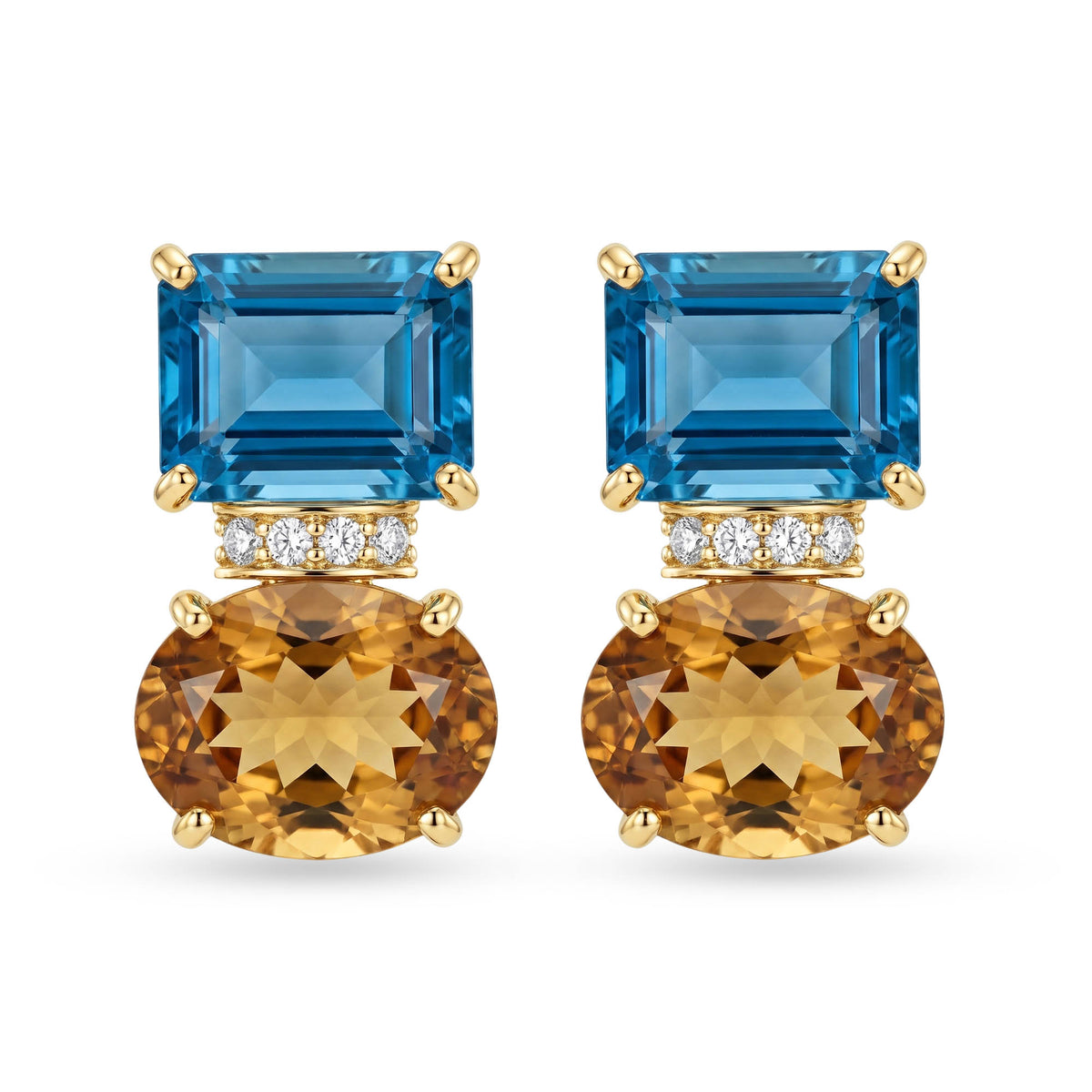 Earrings - Blue Topaz, Beer Quartz And Diamond | Singhvi Jewels