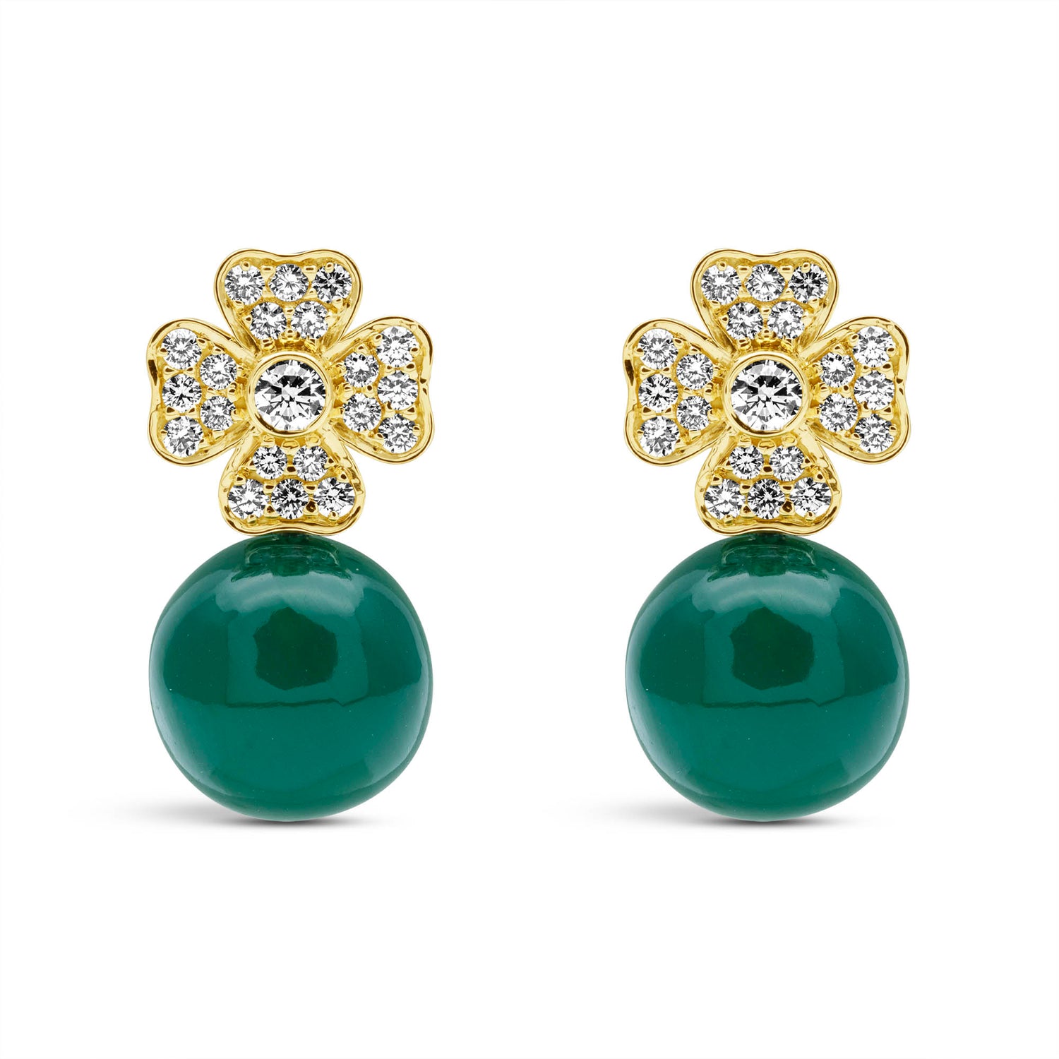 Earrings - Green Onyx And Diamond | Singhvi Jewels