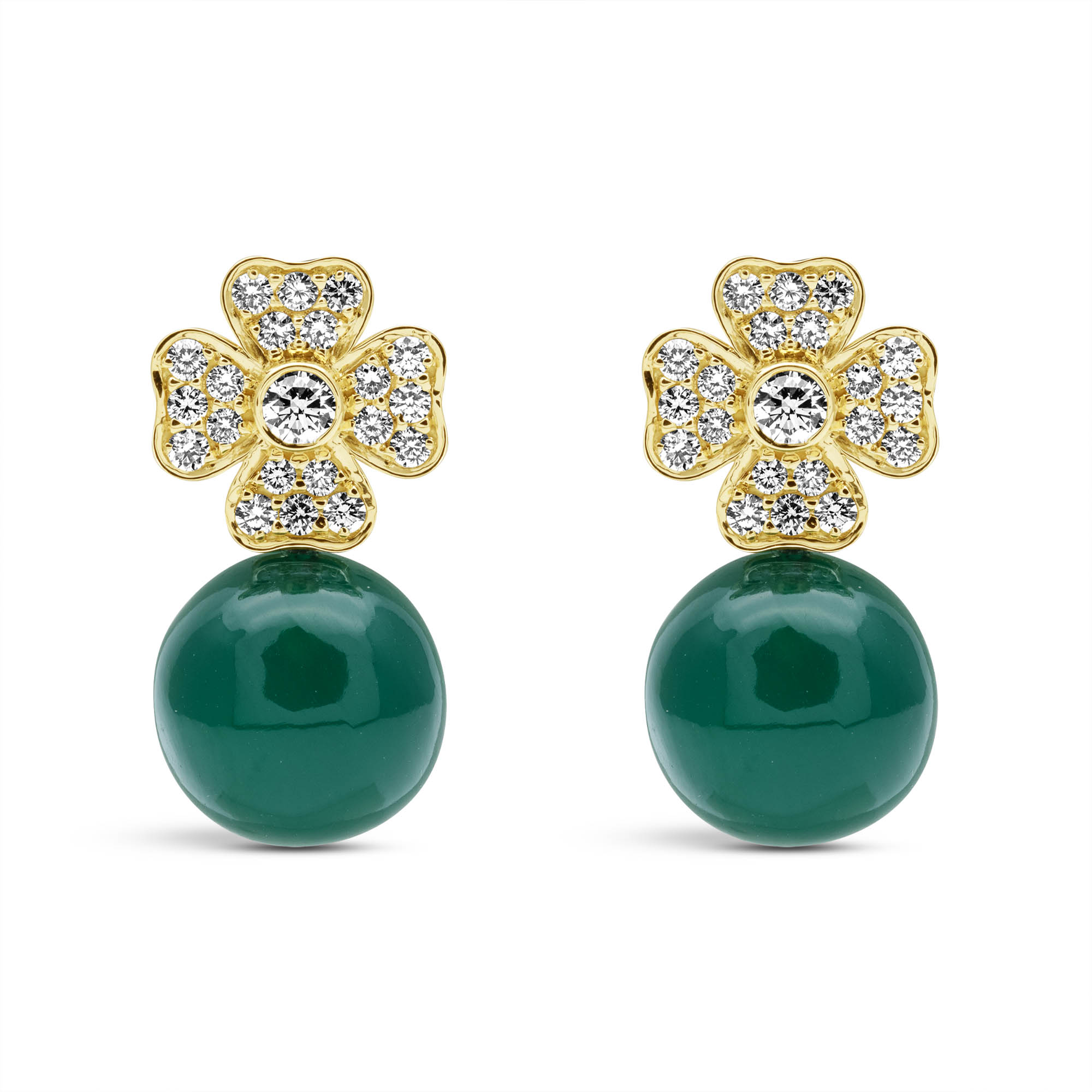 Earrings - Green Onyx And Diamond | Singhvi Jewels