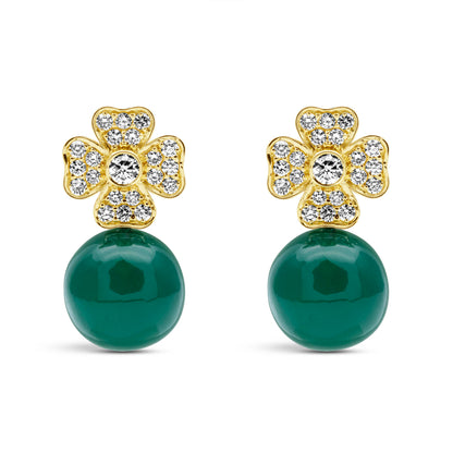 Earrings - Green Onyx And Diamond | Singhvi Jewels