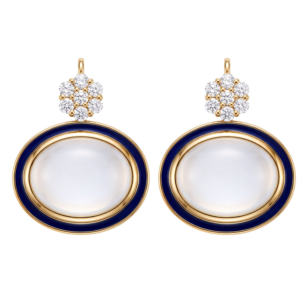 Earrings - Moonstone And Diamond (Enamel) | Singhvi Jewels