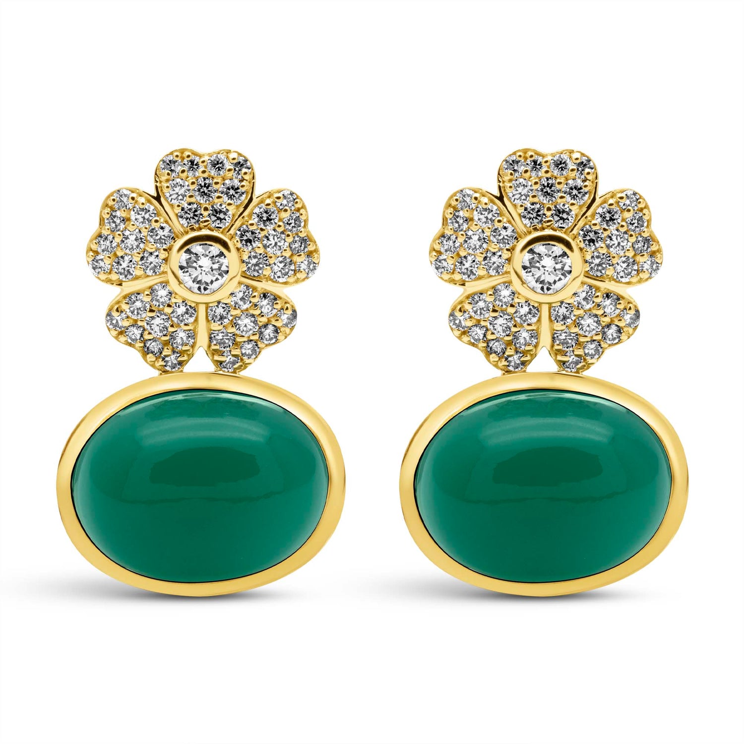 Earrings - Green Onyx And Diamond (2442I) | Singhvi Jewels