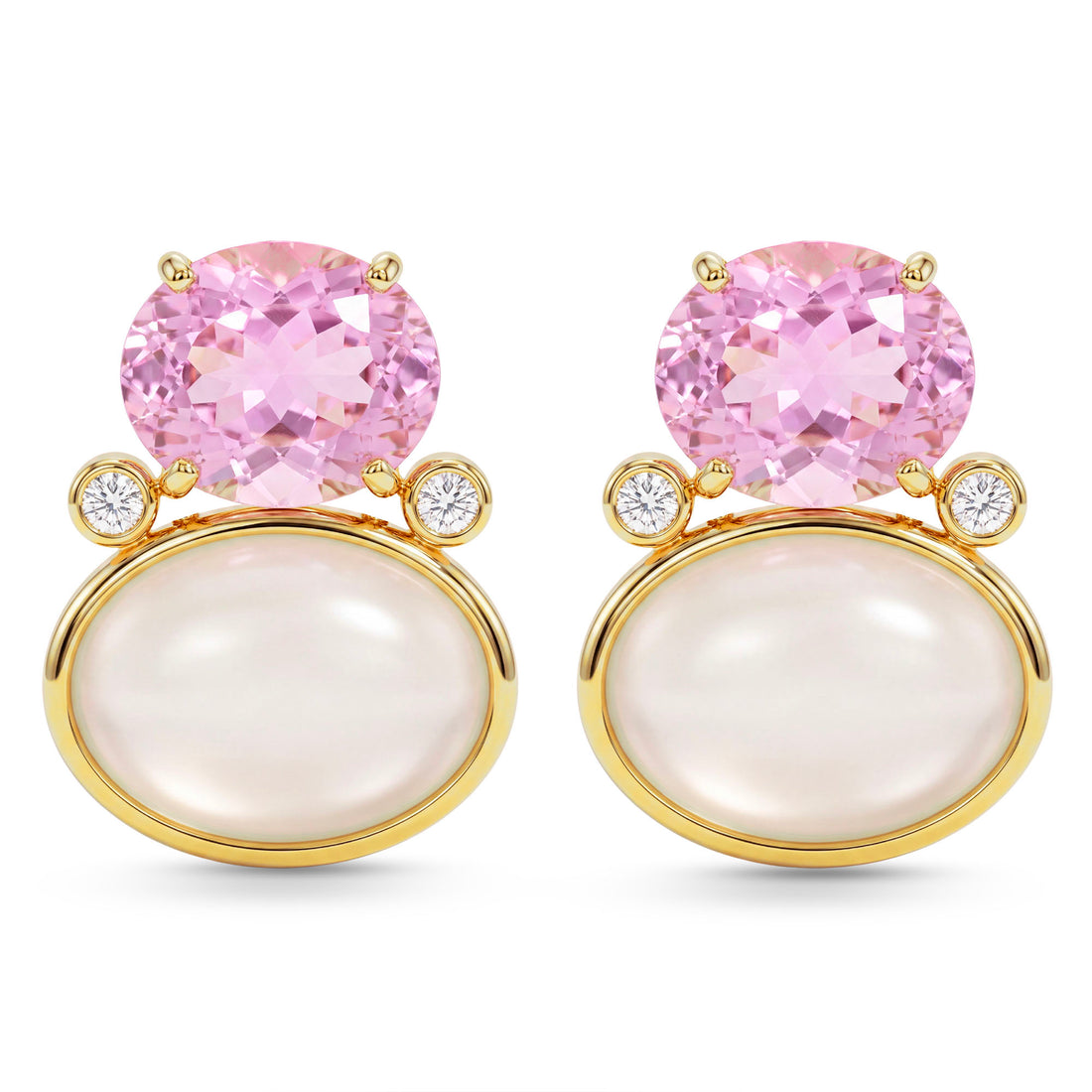 Earrings - Kunzite, Moonstone And Diamond | Singhvi Jewels