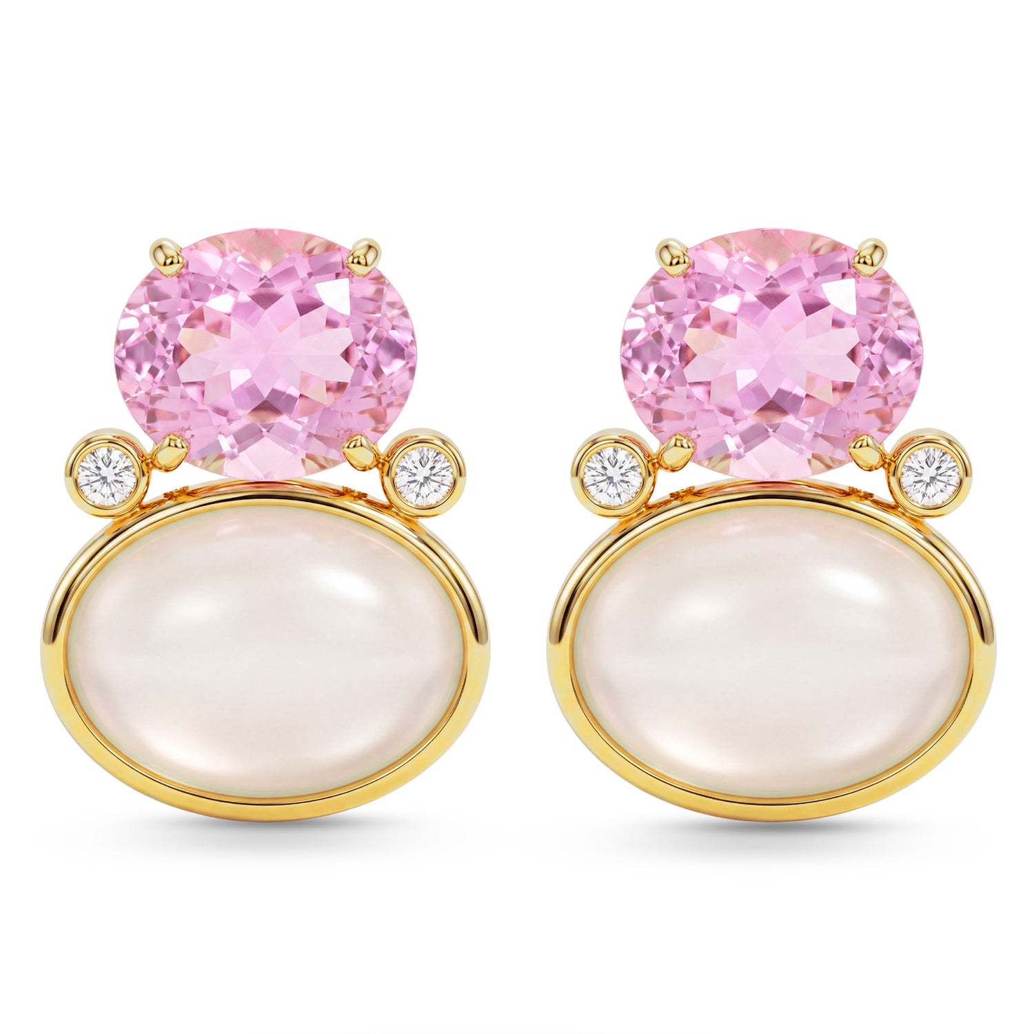 Earrings - Kunzite, Moonstone And Diamond | Singhvi Jewels