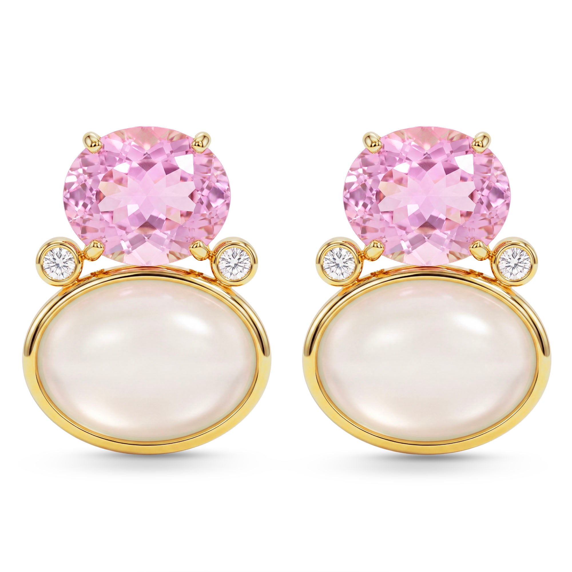 Earrings - Kunzite, Moonstone And Diamond | Singhvi Jewels