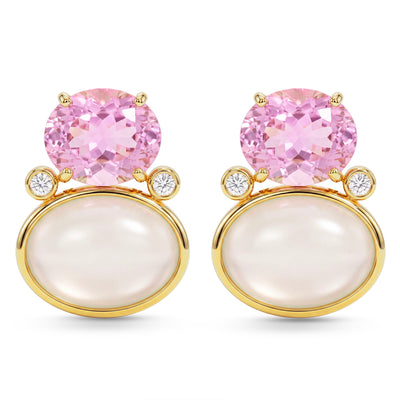 Earrings - Kunzite, Moonstone And Diamond (2466A)