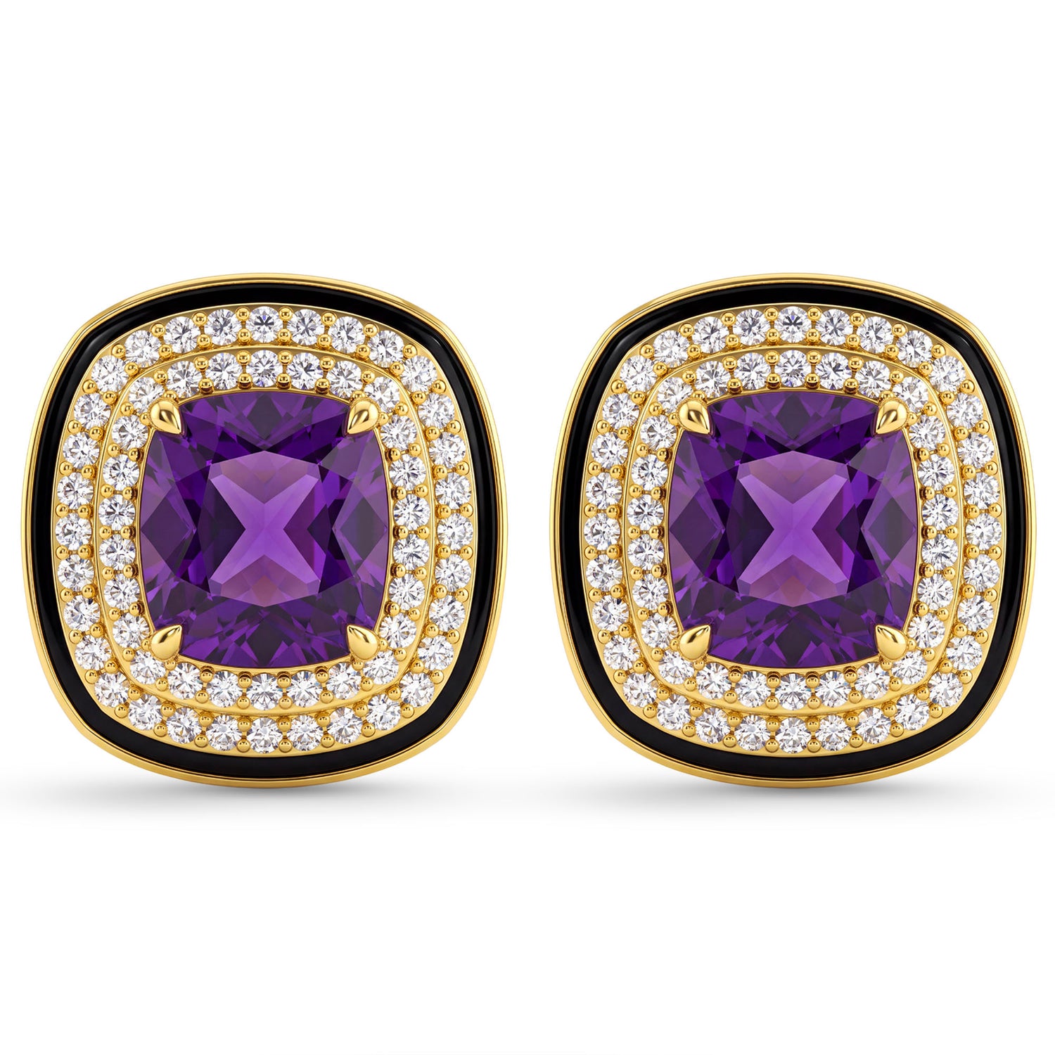Earrings - Amethyst And Diamond (Enamel) | Singhvi Jewels
