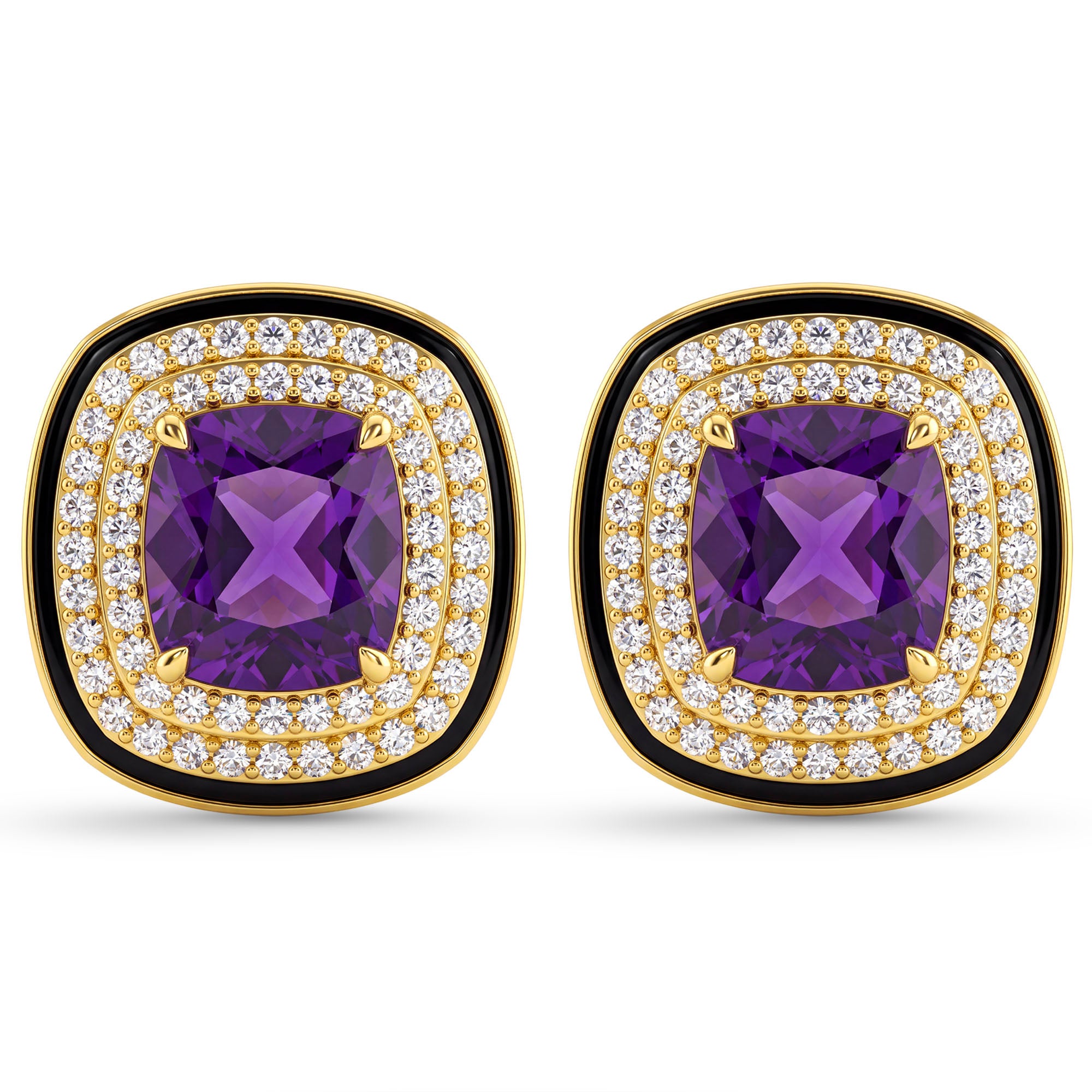 Earrings - Amethyst And Diamond (Enamel) | Singhvi Jewels