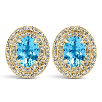 Earrings - Blue Topaz And Diamond