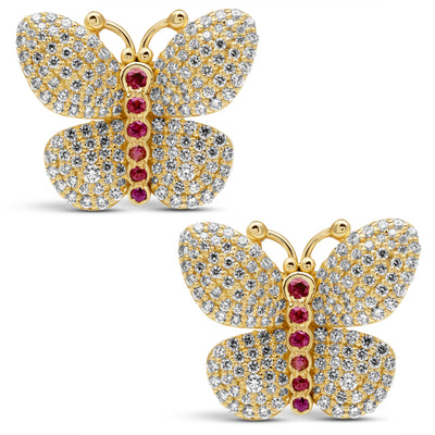Earrings - Ruby And Diamond (2444D)