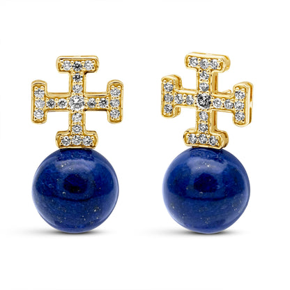 Earrings - Lapiz Lazuli And Diamond