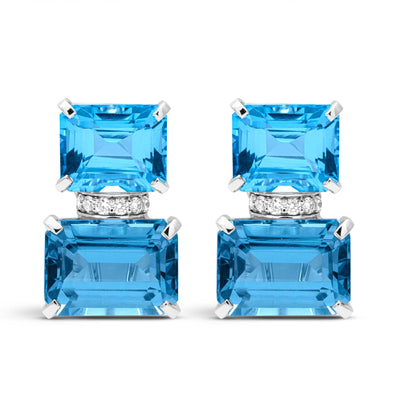 Earrings - Blue Topaz And Diamond