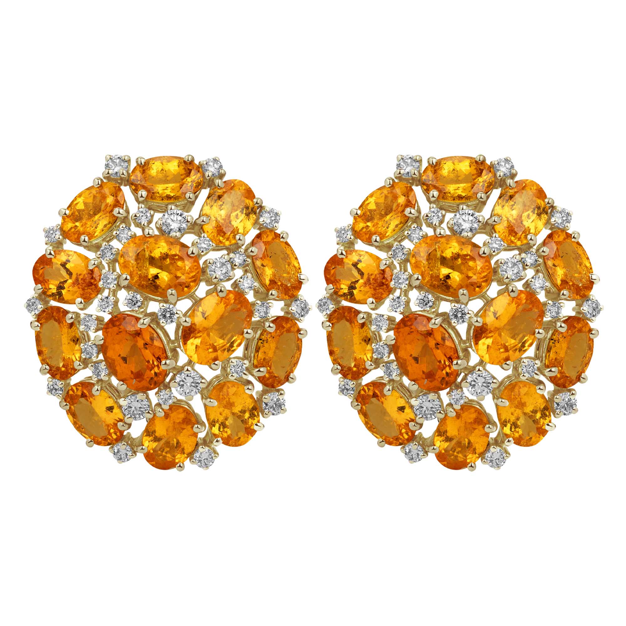 Earrings - Orange Garnet And Diamond (2383B) | Singhvi Jewels