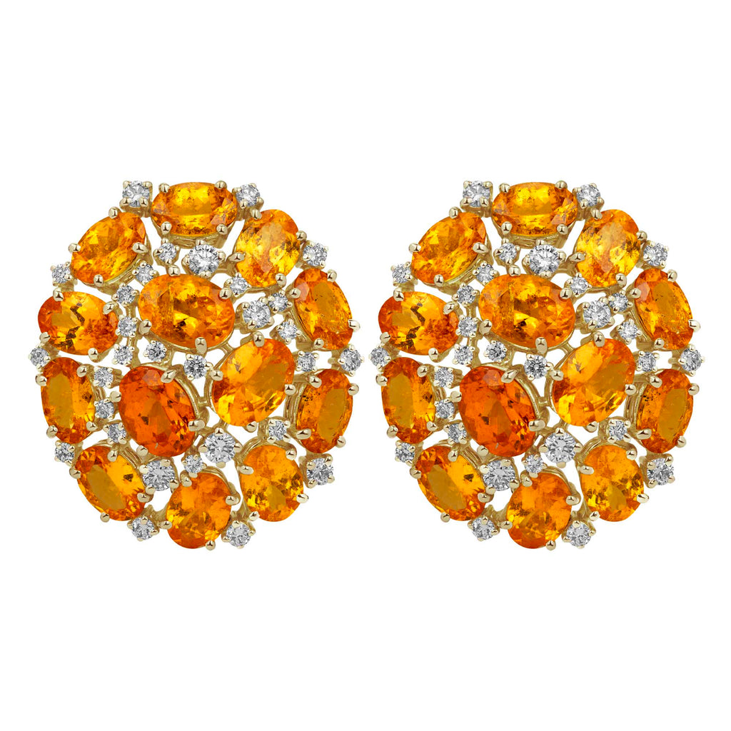 Earrings - Orange Garnet And Diamond