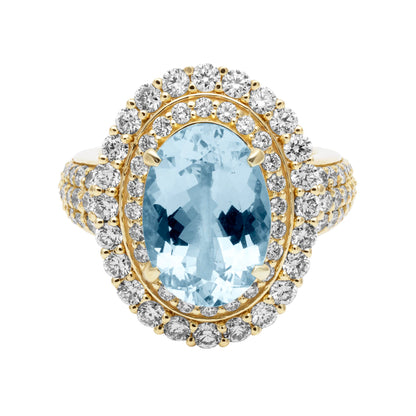 Ring - Aquamarine And Diamond (2390A) | Singhvi Jewels