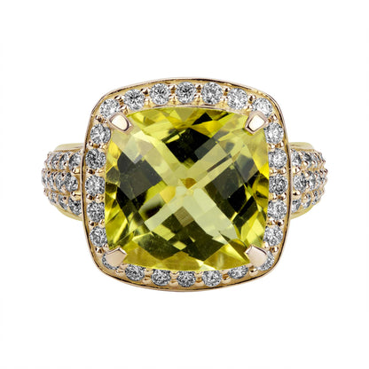 Ring - Lemon Quartz and Diamond | Singhvi Jewels