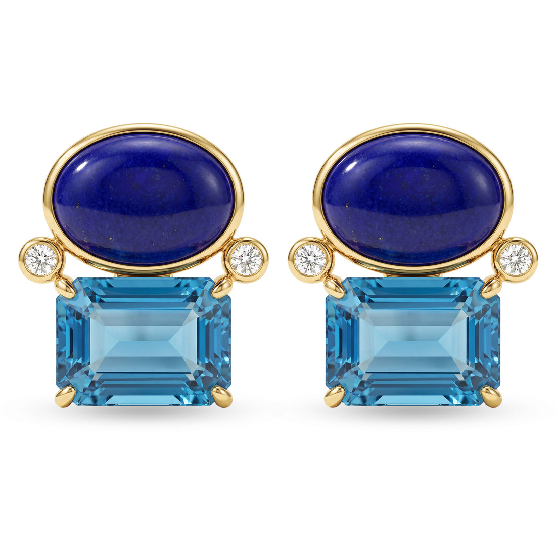 Earrings - Blue Topaz, Lapis Lazulli And Diamond | Singhvi Jewels