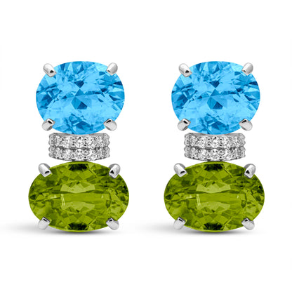 Earrings - Peridot, Blue Topaz And Diamond | Singhvi Jewels