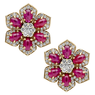 Earrings - Ruby And Diamond (2399B)