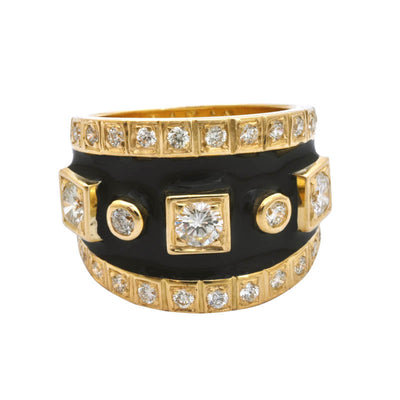 Repair - Ring - Diamond with Enamel in 18K Gold - 2193O