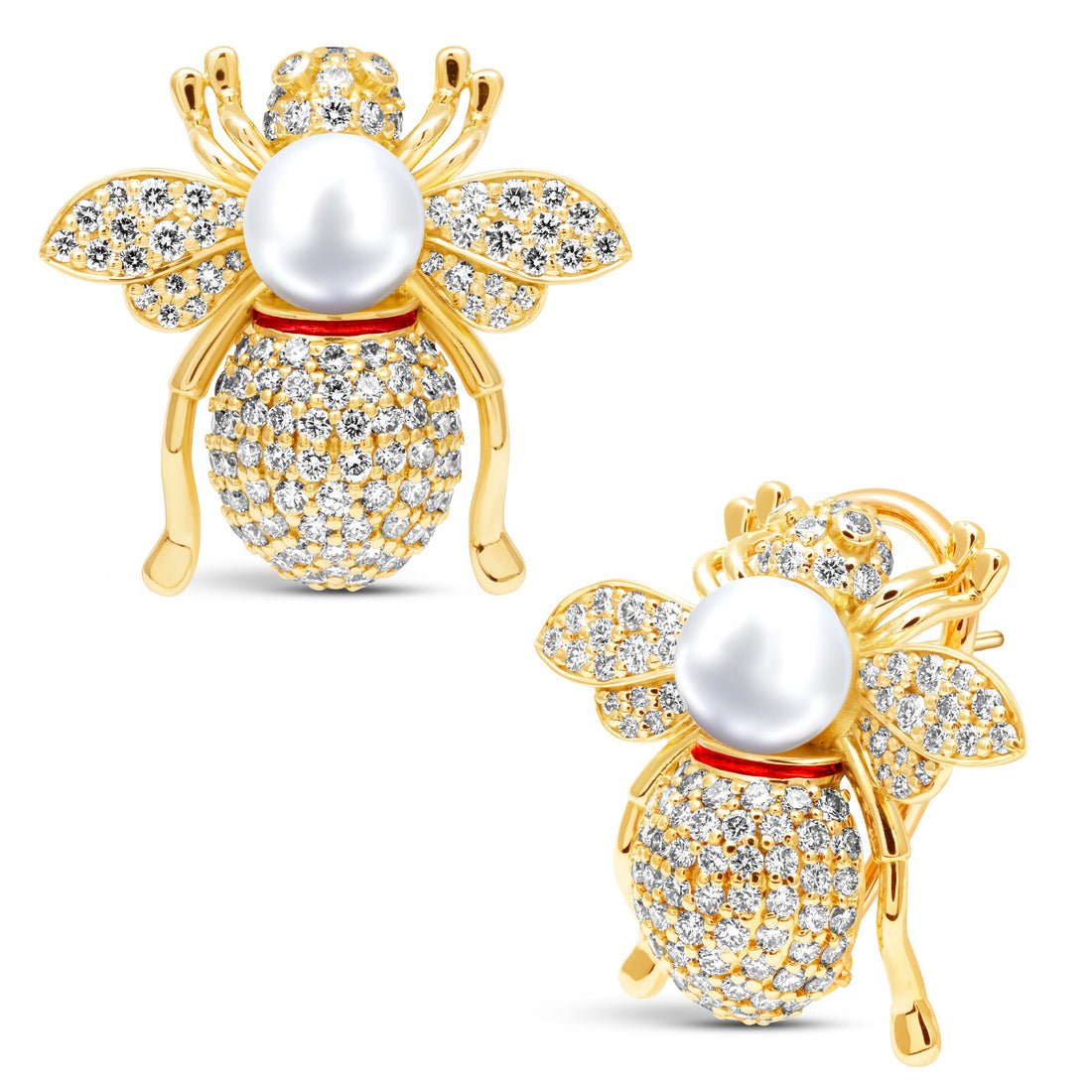 Earrings - South Sea Pearl And Diamond (Enamel) | Singhvi Jewels