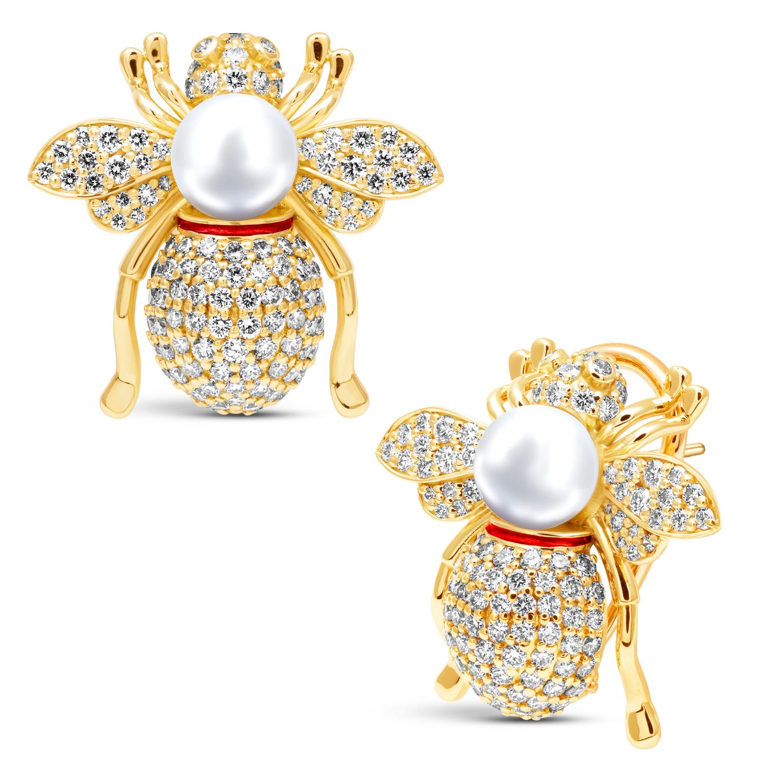Earrings - South Sea Pearl And Diamond (Enamel) | Singhvi Jewels
