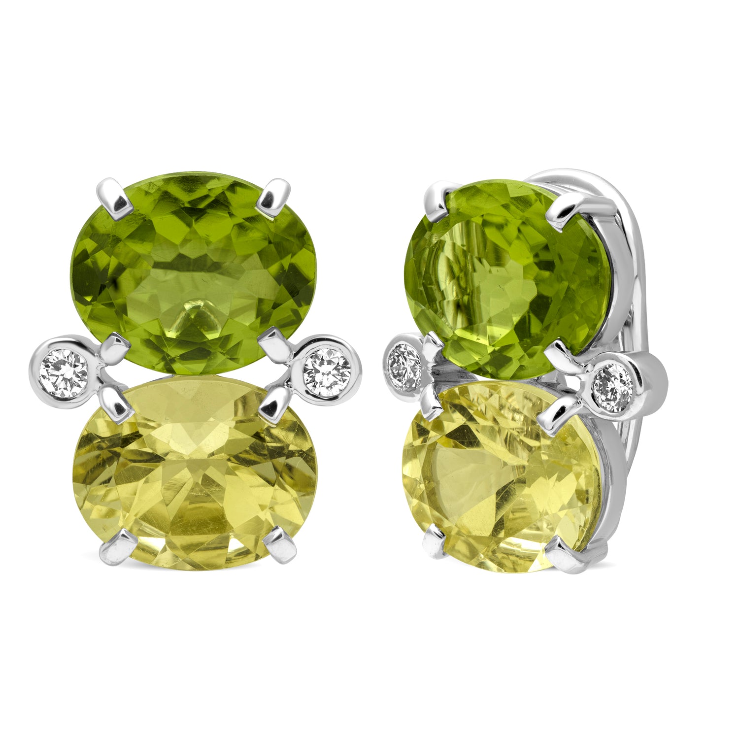 Earrings - Peridot, Lemon Quartz And Diamond | Singhvi Jewels