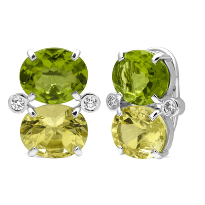 Earrings - Peridot, Lemon Quartz And Diamond | Singhvi Jewels
