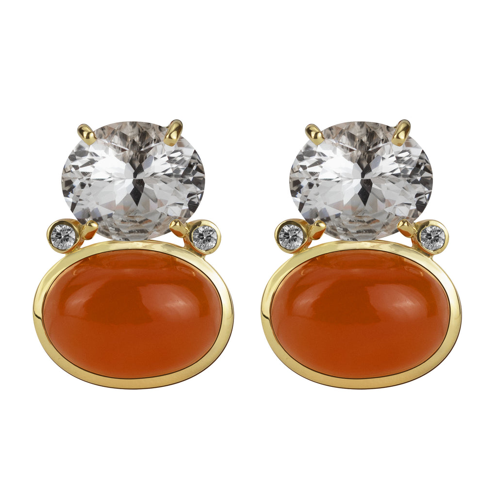 Earrings - Crystal, Cornellian And Diamond