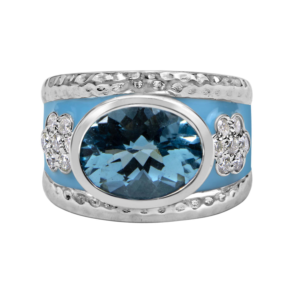Ring - Bluetopaz And Diamond (enamel)