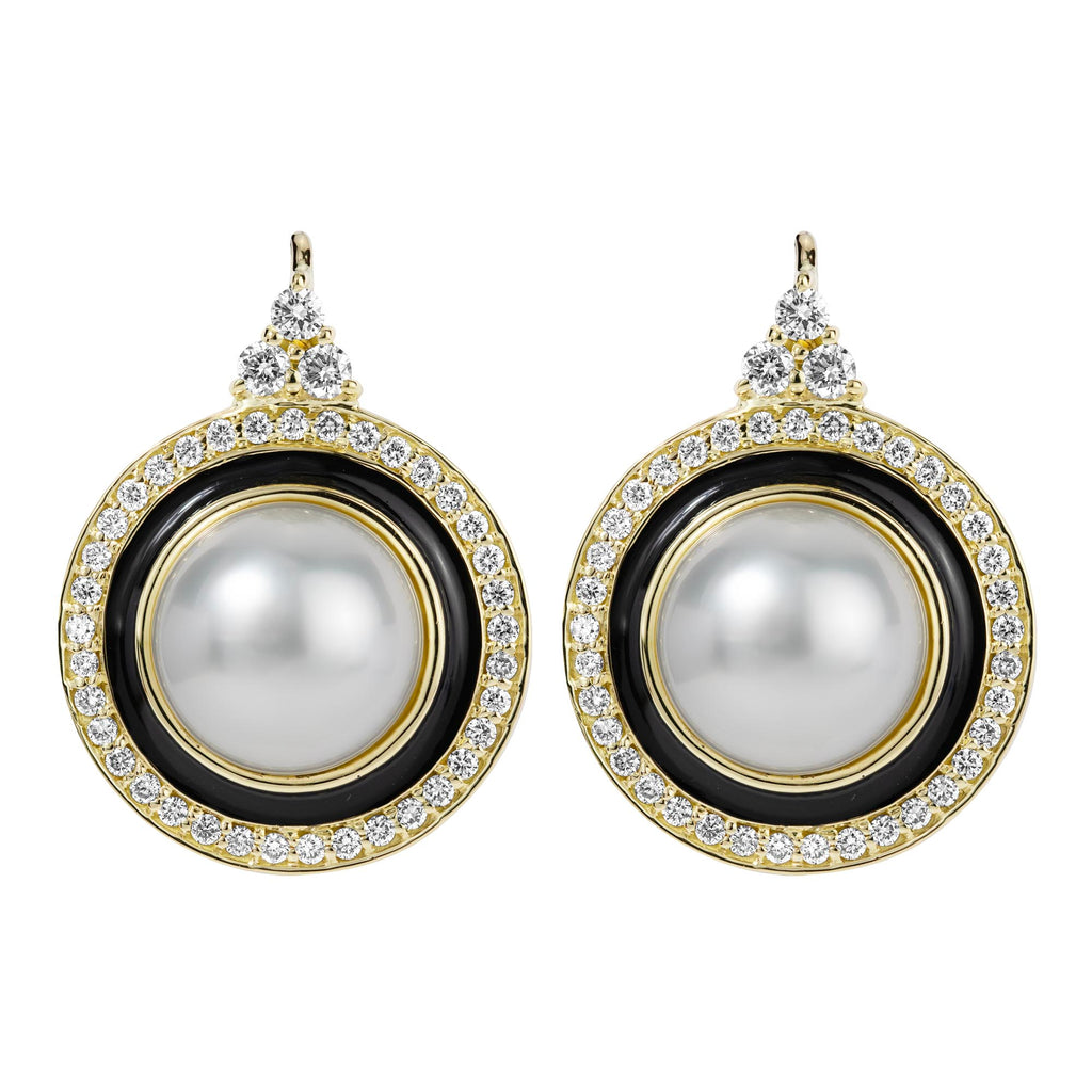 Earrings - South Sea Pearl And Diamond (enamel)