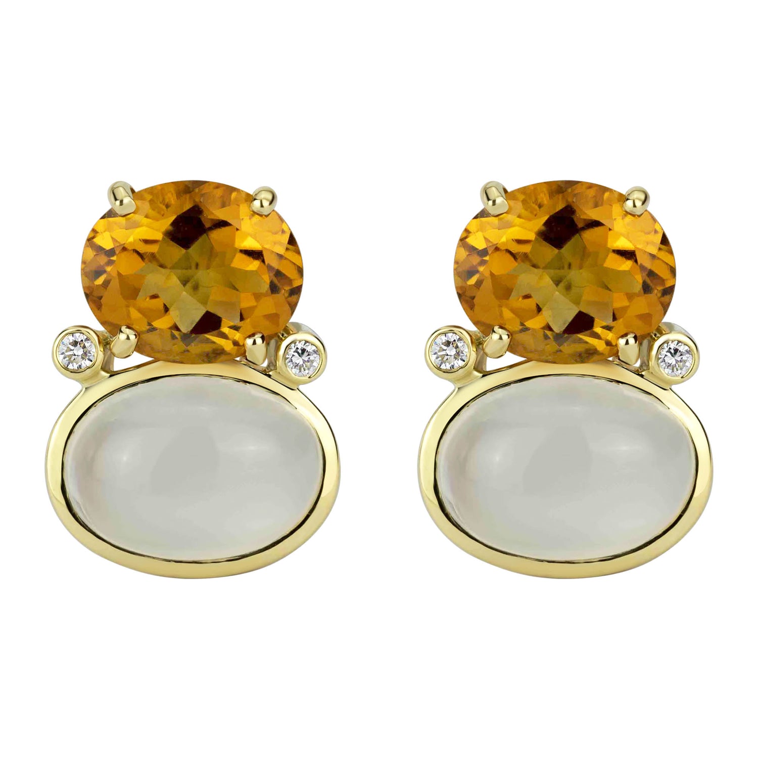 Earrings - Citrine, Moonstone And Diamond | Singhvi Jewels