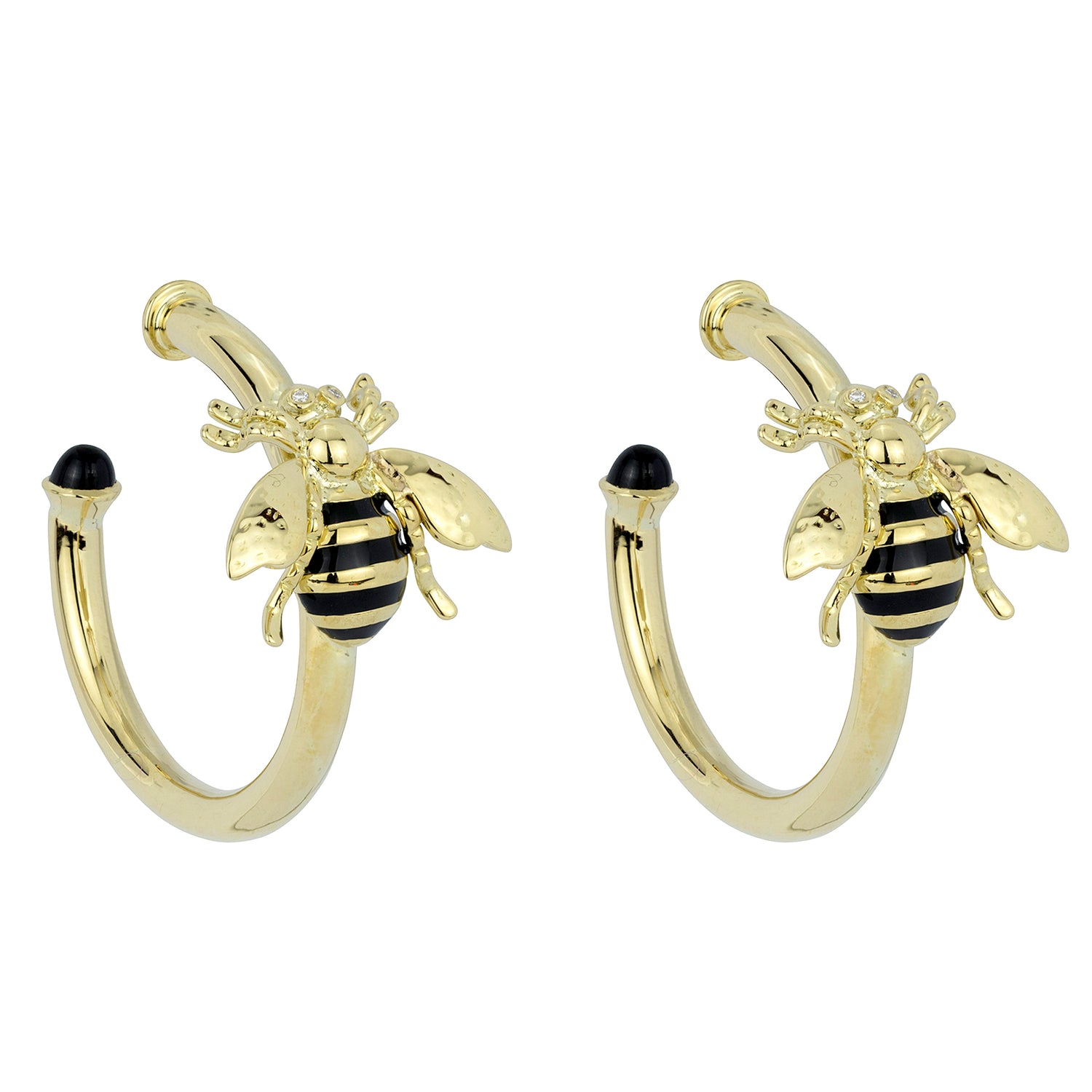 Earrings - Black Onyx &amp; Diamond (Enamel) (2263D) | Singhvi Jewels