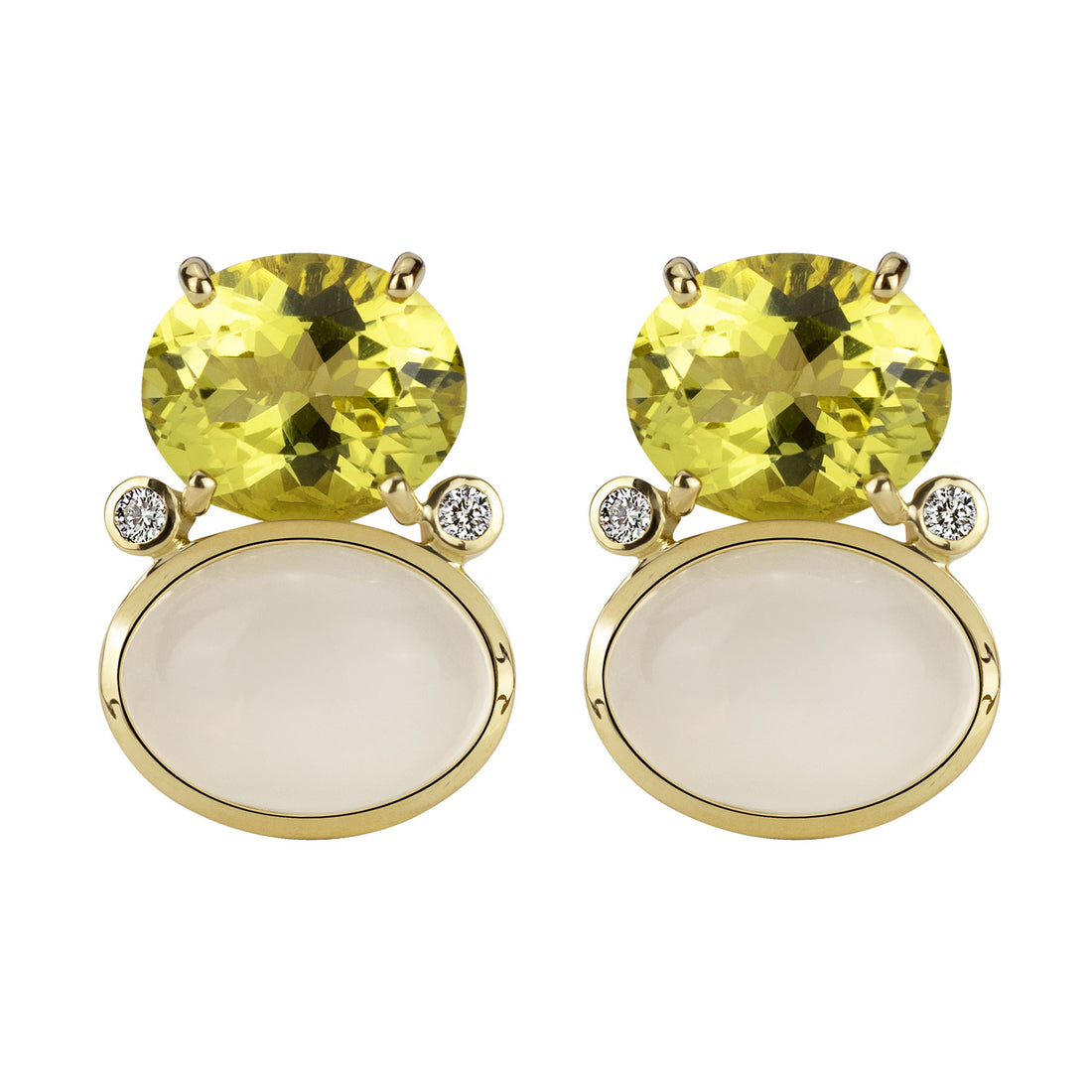 Earrings - Lemon Quartz, Moonstone and Diamond | Singhvi Jewels