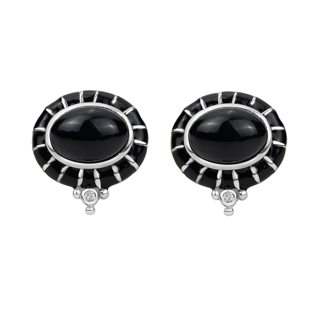 Earrings - Black Onyx And Diamond (enamel)