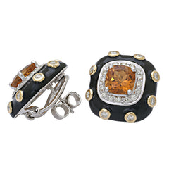 Earrings-Citrine and Diamond (Enamel)