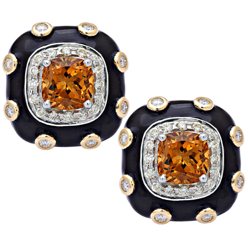 Earrings-Citrine and Diamond (Enamel)