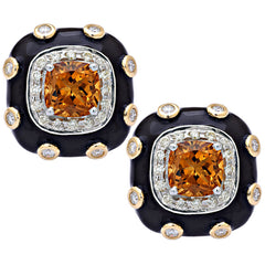 Earrings-Citrine and Diamond (Enamel)