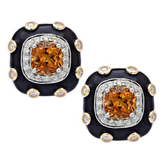 Earrings-Citrine and Diamond (Enamel)