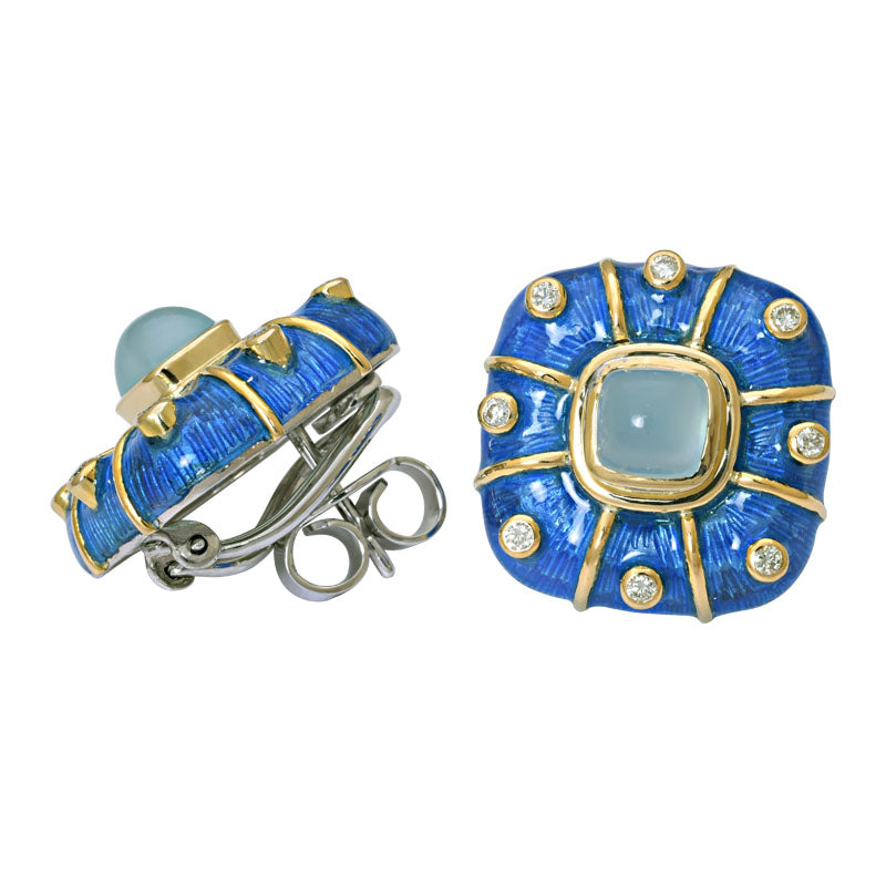 Earrings - Chalcedony and Diamond (Enamel) | Singhvi Jewels