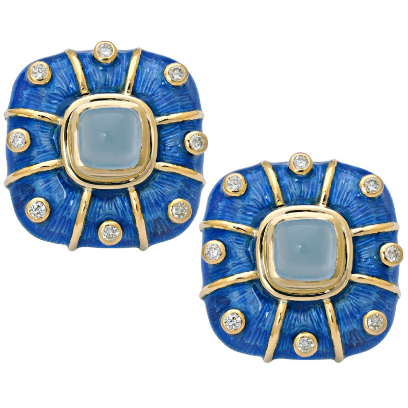 Earrings - Chalcedony and Diamond (Enamel) | Singhvi Jewels