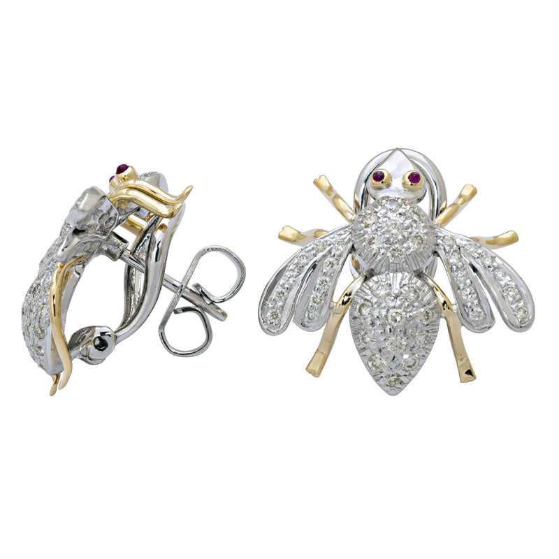 Earrings-Ruby and Diamond